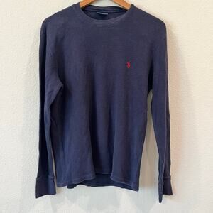 Polo Ralph Lauren Mens Waffle Knit Thermal Sleepwear Long Sleeve Blue Shirt: Med